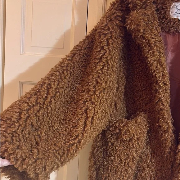 Cozy Brown Teddy Coat, S, NWOT - Picture 4 of 5